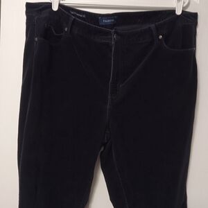 Talbots Women's Navy Plush Corduroy High-Waisted Straight Leg Pants with Stretch